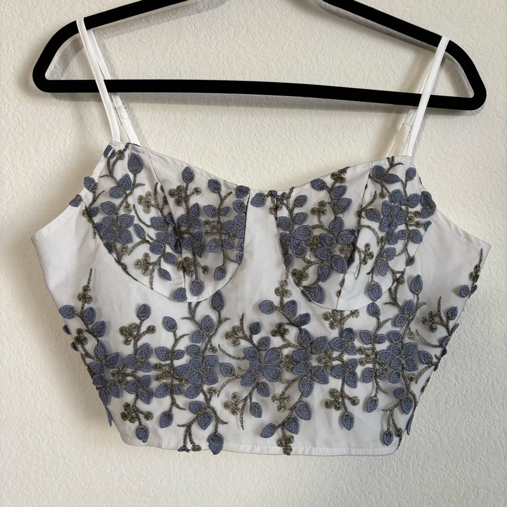 SHEIN blue and white corset size Large